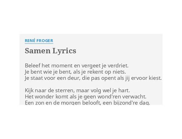 Samen by René Froger nl Lyrics [René Froger]