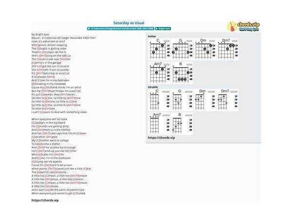 Saturday As Usual en Lyrics [Bright Eyes]