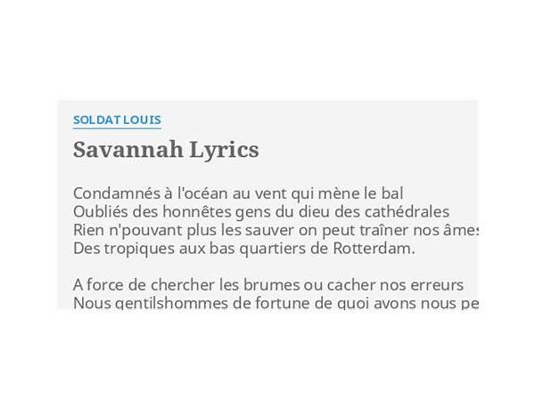 Savannah fr Lyrics [Soldat Louis]