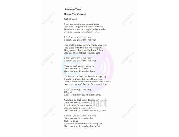 Save Your Tears en Lyrics [Natalie Imbruglia]