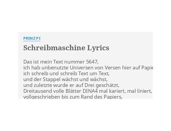 Schreibmaschine de Lyrics [Prinz Pi]