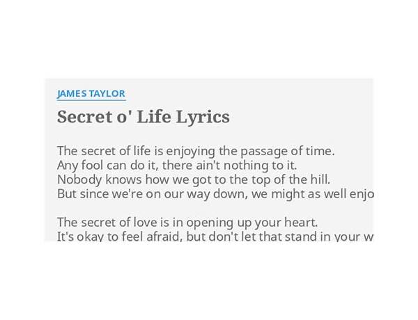 Secret o\' Life en Lyrics [Art Garfunkel]