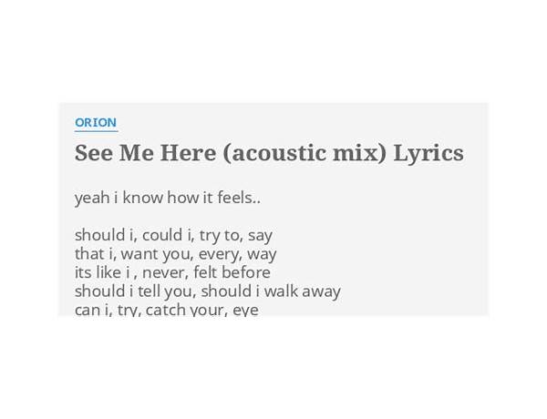 See Me Here en Lyrics [Orion]