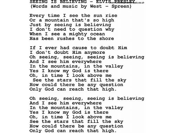 Seein\' Is Believin\' en Lyrics [Billie Jo Spears]