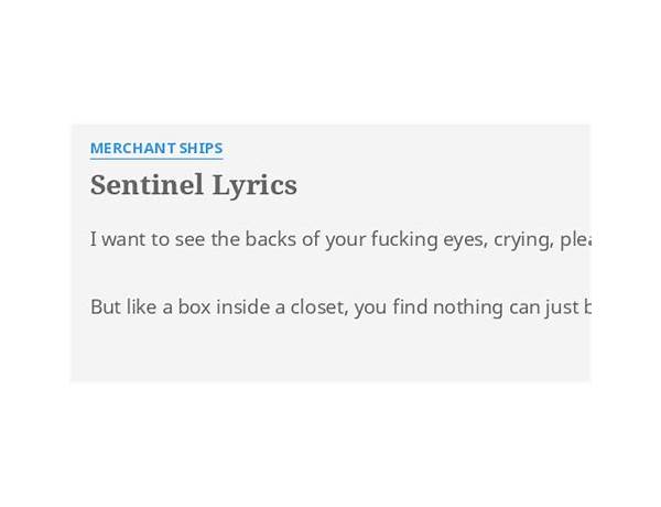 Sentinel en Lyrics [Merchant Ships]
