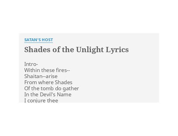 Shades of the Unlight en Lyrics [Satan\'s Host]