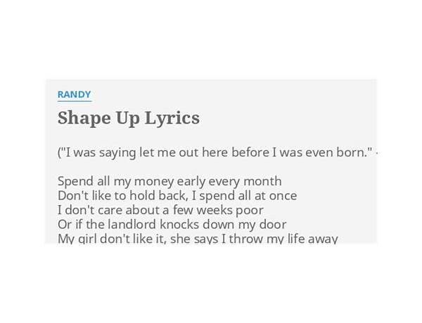 Shape Up! en Lyrics [Club 8]