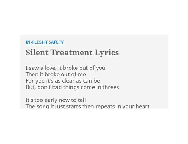 Silent Treatment en Lyrics [Atlanta Rhythm Section]