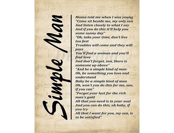 Simple Man en Lyrics [Eric Tagg]