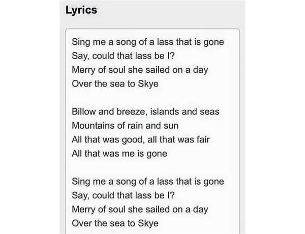 Skye Boat Song en Lyrics [Barbara Dickson]