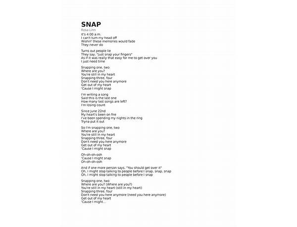 Snap en Lyrics [KID A (USA)]