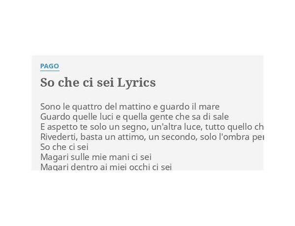 So Che Ci Sei it Lyrics [Mistaman]