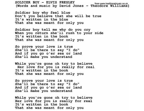 Soldier Boy en Lyrics [Elvis Presley]