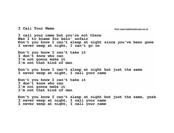 Somebody Calls Your Name en Lyrics [Andy Burrows]