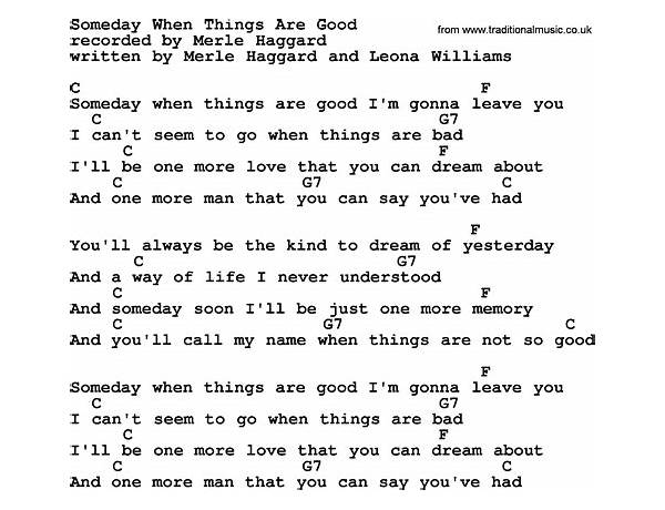Someday When Things Are Good en Lyrics [Suzy Bogguss]
