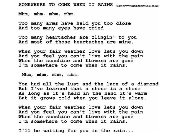 Someplace To Come When It Rains en Lyrics [David Allan Coe]