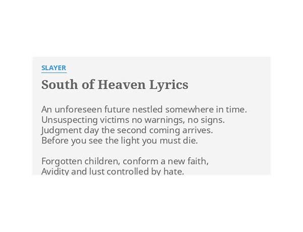 South of Heaven [Live Intrusion] en Lyrics [Slayer]