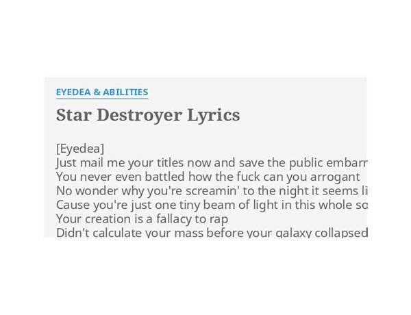 Star Destroyer en Lyrics [Eyedea & Abilities]