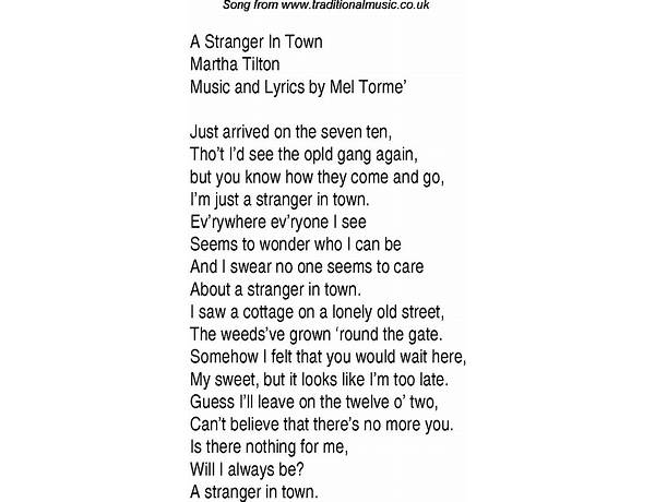 Stranger in Town en Lyrics [UFO]