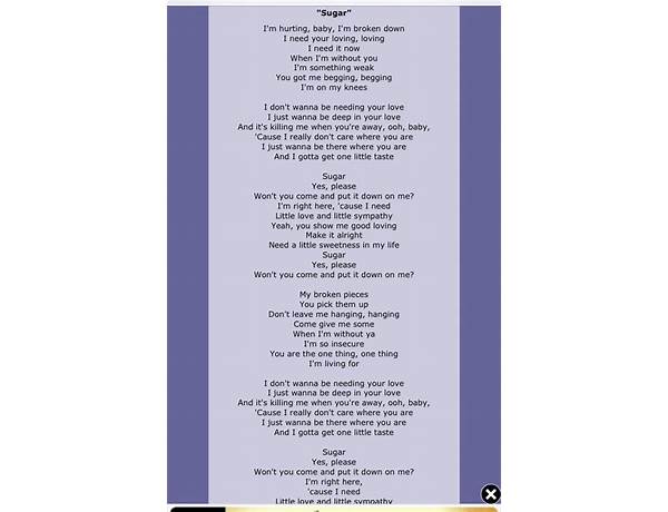 Sugar en Lyrics [Ora The Molecule]