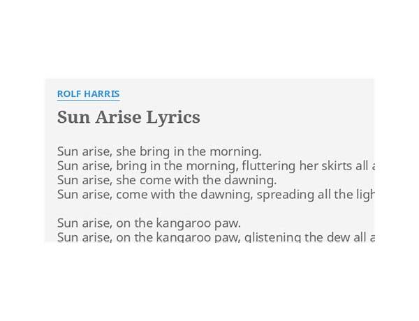 Sun Arise en Lyrics [Rolf Harris]