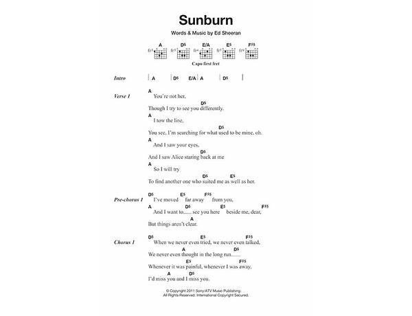 Sunburn en Lyrics [Ed Sheeran]