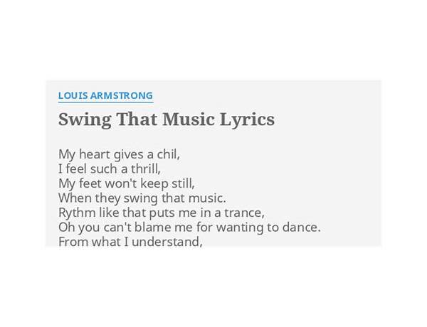 Swing That Music en Lyrics [The Wonderful World of Louis Armstrong All Stars]