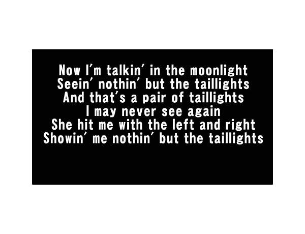 Tail Lights en Lyrics [Rachel Potter]