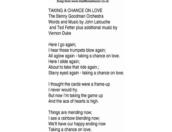 Take A Chance On Love en Lyrics [Brian Setzer]