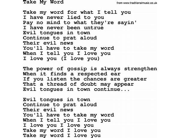 Take My Word en Lyrics [Krafty]