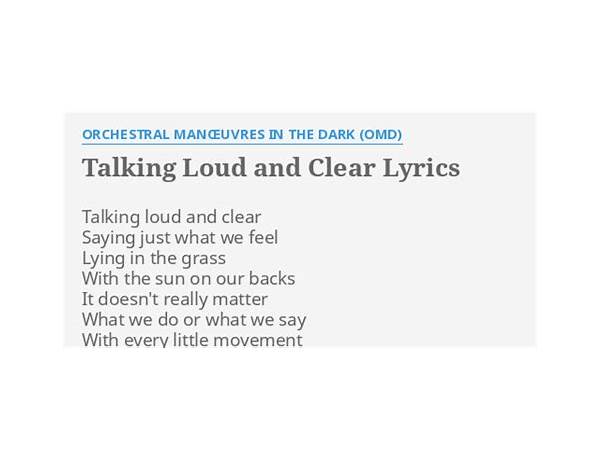 Talking Loud and Clear en Lyrics [Orchestral Manoeuvres in the Dark]