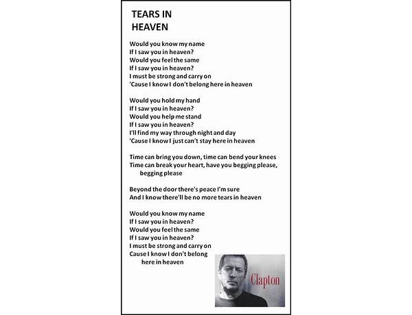 Tears in Heaven en Lyrics [Eric Clapton]
