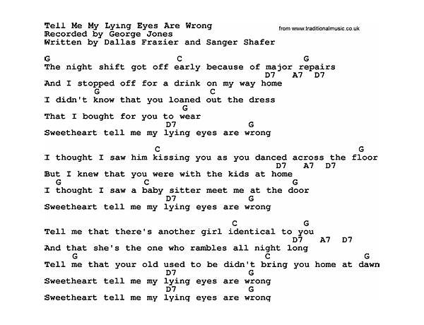Tell Me My Lying Eyes Are Wrong en Lyrics [George Jones]