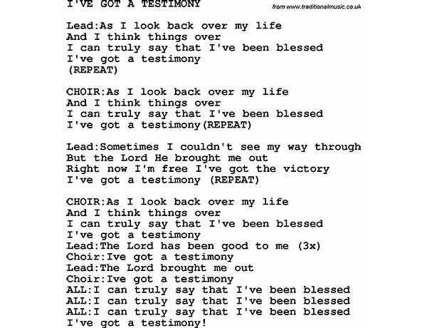 Testimony en Lyrics [Brett Raio]