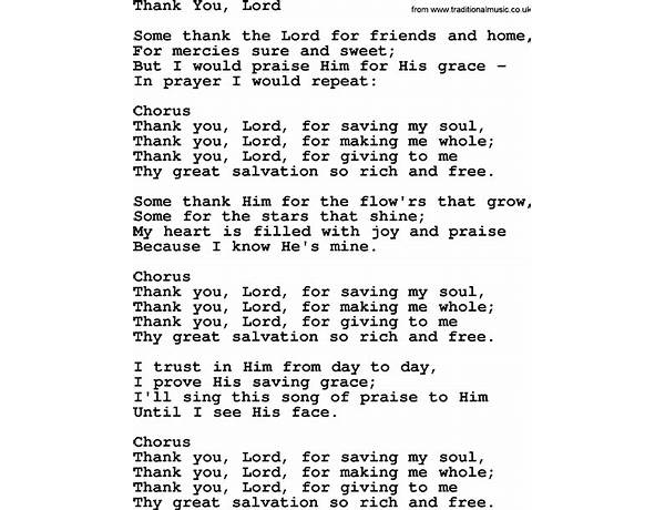 Thank You, Lord en Lyrics [First Call]