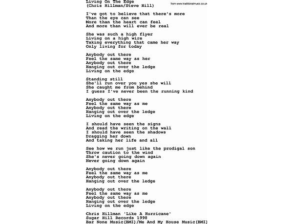 The Edge en Lyrics [Jennifer Paige]