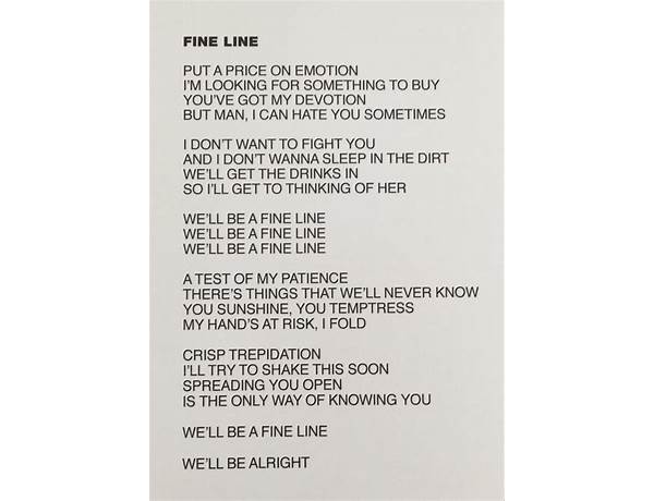 The Fine Line en Lyrics [Sykamore]