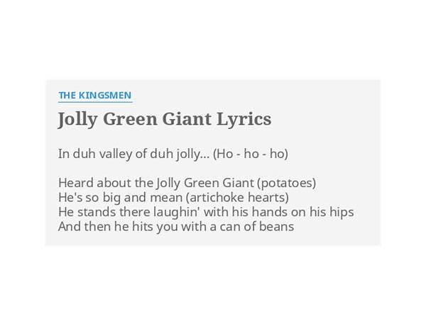 The Jolly Green Giant en Lyrics [The Royal Guardsmen]