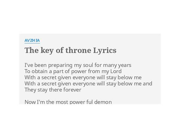 The Key Of Throne en Lyrics [Avzhia]