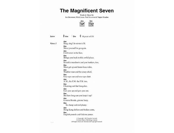 The Magnificent Seven en Lyrics [The Clash]