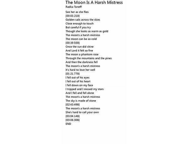 The Moon Is a Harsh Mistress en Lyrics [Radka Toneff]