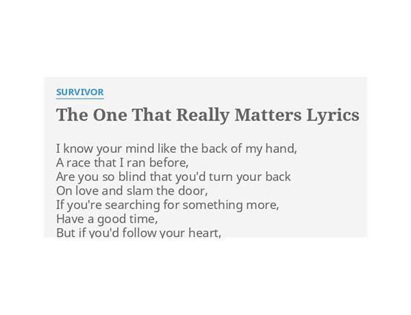 The One That Really Matters en Lyrics [Here Be Lions]