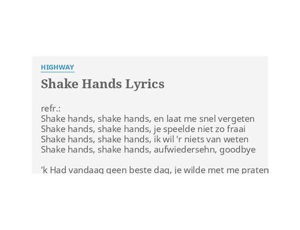 The Shake of Big Hands en Lyrics [Poi Dog Pondering]