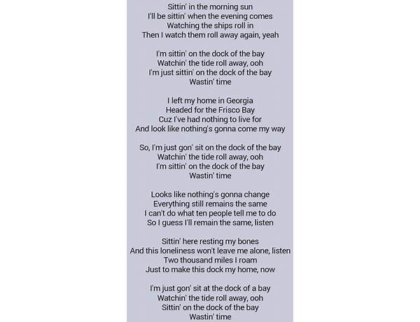 The dock of the bay en Lyrics [Karise Eden]