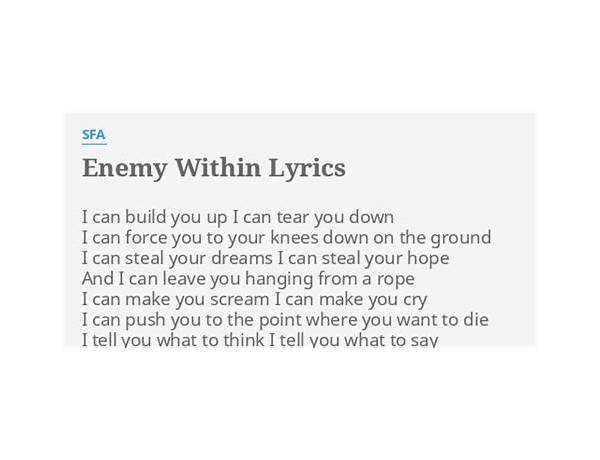 The enemy within en Lyrics [Zach Tolman]