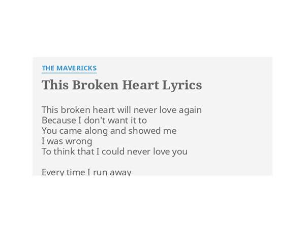 This Broken Heart en Lyrics [The Mavericks]