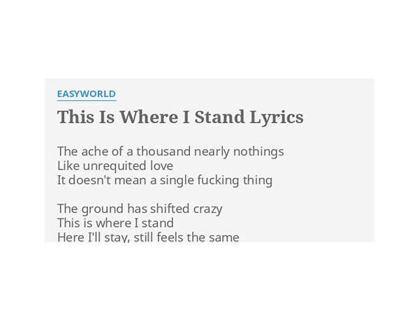 This Is Where I Stand en Lyrics [Easyworld]