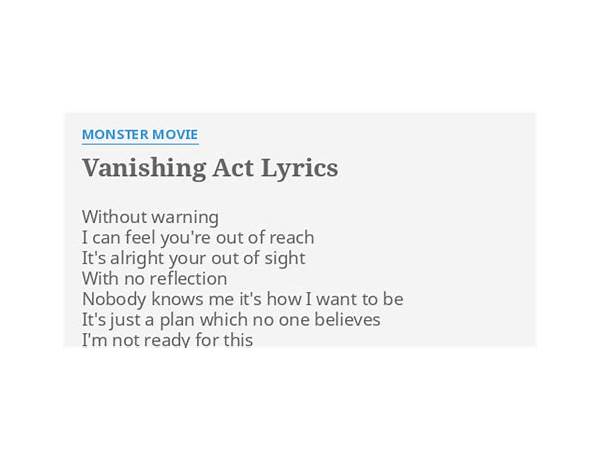 This is My Vanishing Act en Lyrics [Face To Face]