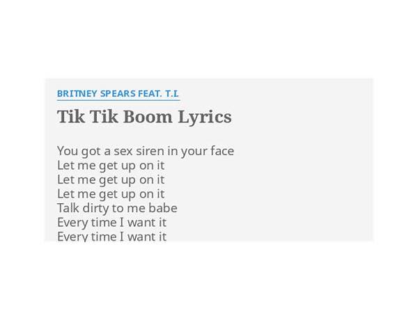 Tik Tik Boom en Lyrics [Onique \"Sparrow\" Williams]