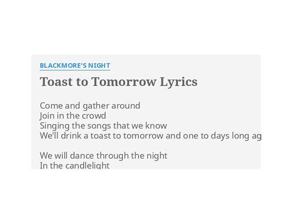 Toast to Tomorrow en Lyrics [Blackmore\'s Night]